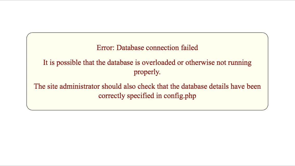 Connection failed. Database connection. Attachment Error. Unable to connect to the database! Please contact your Server-Administrator..