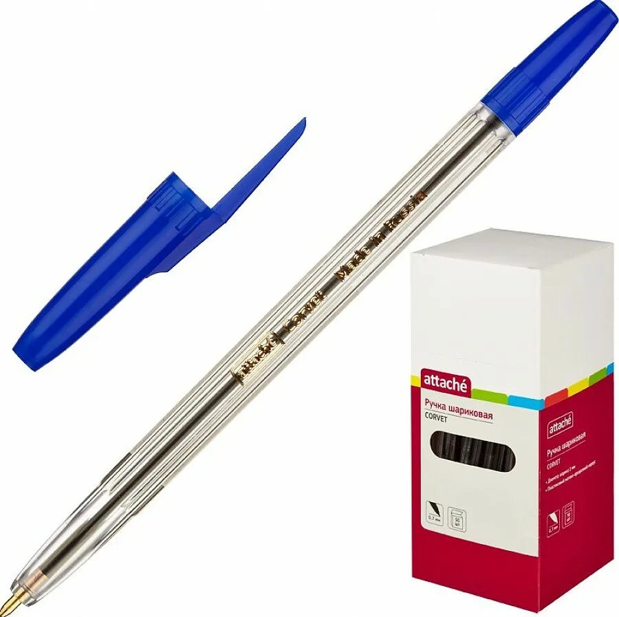 Ручка шариковая Attache Corvet синяя (толщина линии 0.7 мм). Ручка шариковая неавтоматическая Attache Corvet синяя, 0,7мм. Ручка 0,7мм синий Attache 447473. Ручка шариковая Attache Corvet , 0,7мм, синяя, 447473.