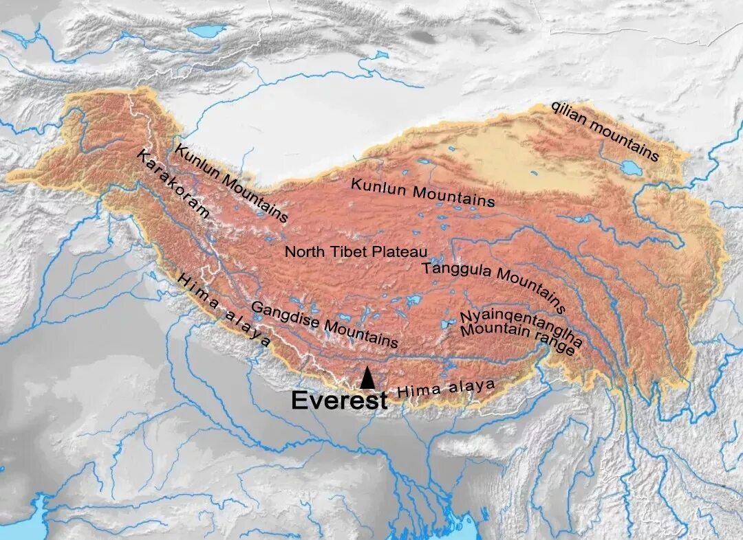 Горные системы евразии на карте. Тибет Гималаи, Джомолунгма, Эверест))). Куньлунь Тибет Гималаи. Тибетское Нагорье и Гималаи на карте. Горы Гималаи и Тибет на карте.