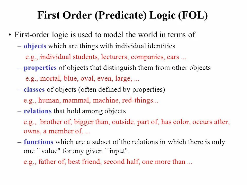 Put the words in the logical order. The formula for predicate logic is normal.