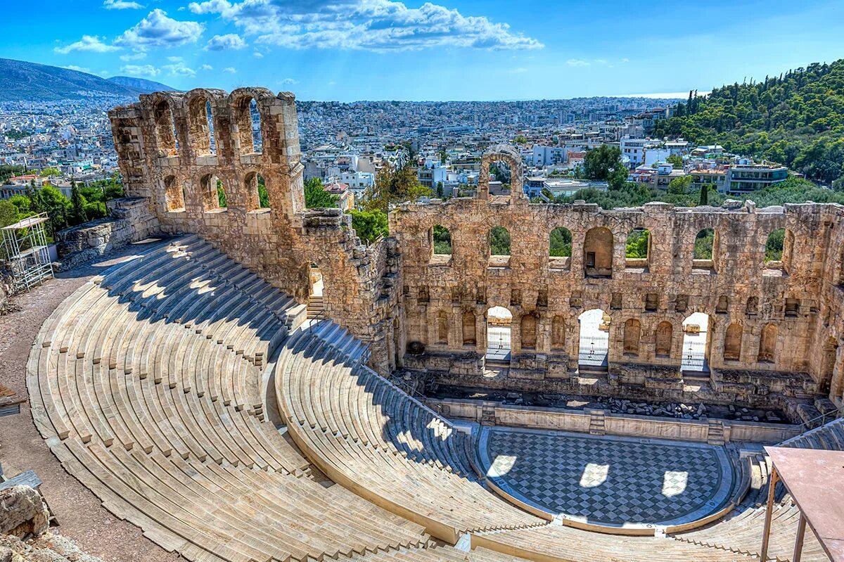 Самая большая греческая. Одеон Герода Аттика, Греция. Театр Одеон Герода Аттика в Афинах. Одеон Герода Аттика в Акрополе. Амфитеатр Герода Аттика.
