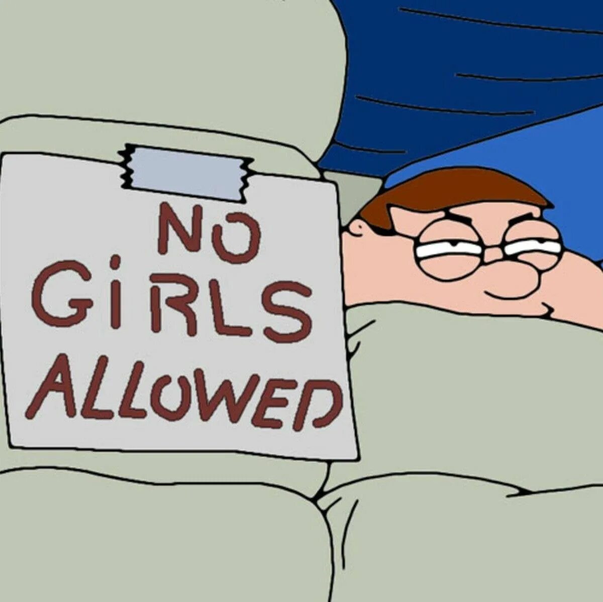 Space is not allowed. Tv girl not allowed. allowed. no girls allowed pepe. not allowed (slow) tv girl.