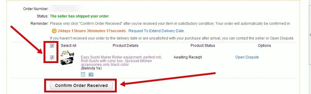 Received your order. Что такое в АЛИЭКСПРЕСС order confirmation. Confirm before order. To receive order.