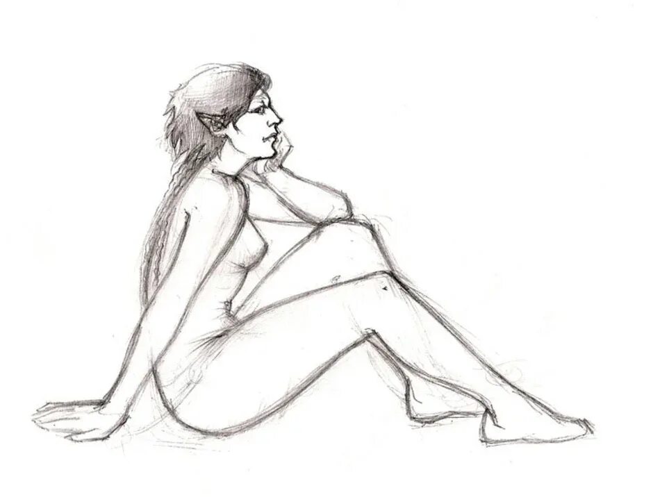 Рисуем сидящую девушку