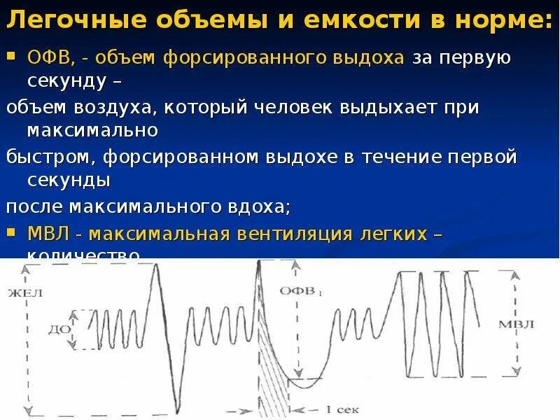 Объем максимального выдоха после максимального вдоха. Легочные объемы и емкости. объемы легких и емкости. нормы легочных объемов и емкостей. объем форсированного выдоха.