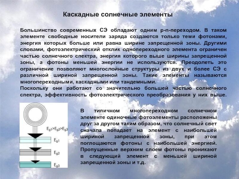 Каскад элемент. Каскадные солнечные элементы. фотопреобразователь (солнечный элемент). структура тандемных солнечных элементов. принцип работы солнечного элемента.