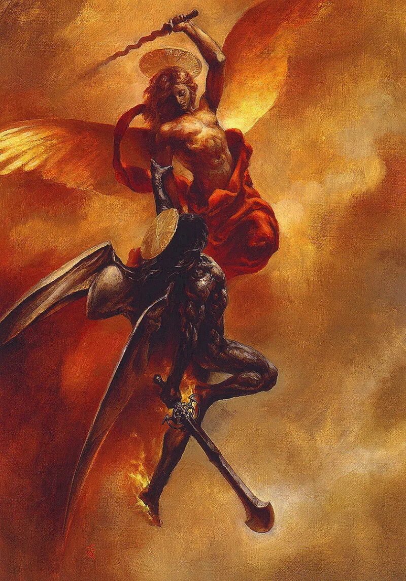 Борьба с демонами. Ангел сражается с демоном. Люцифер денница бог. Кирси салонен. Демон азазель секрет небес.