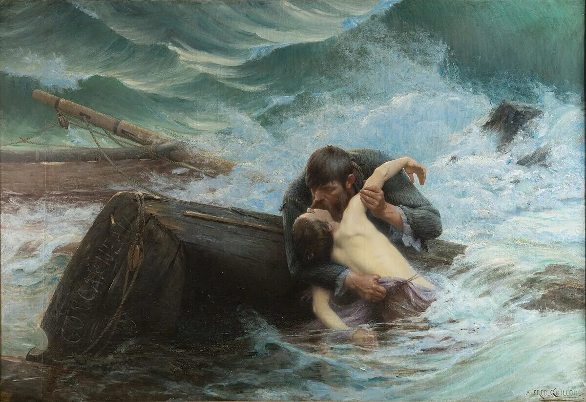 2 лицо плыть. Художник Alfred Guillou.