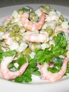 Постный салат с креветками