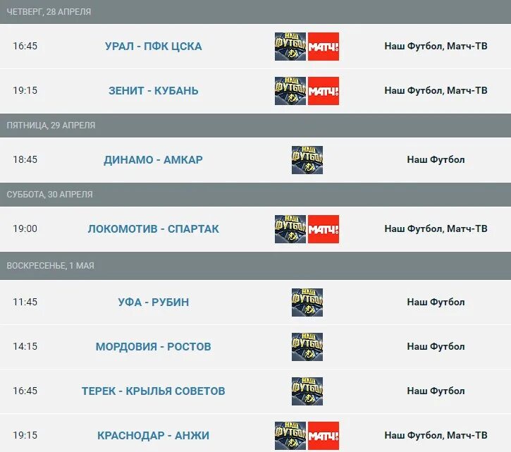 Результаты футбольных матчей чемпионата россии по футболу. Расписание матчей РФПЛ. Расписание тура футбол. Расписание тура РФПЛ по футболу. Расписание матч ТВ футбол.