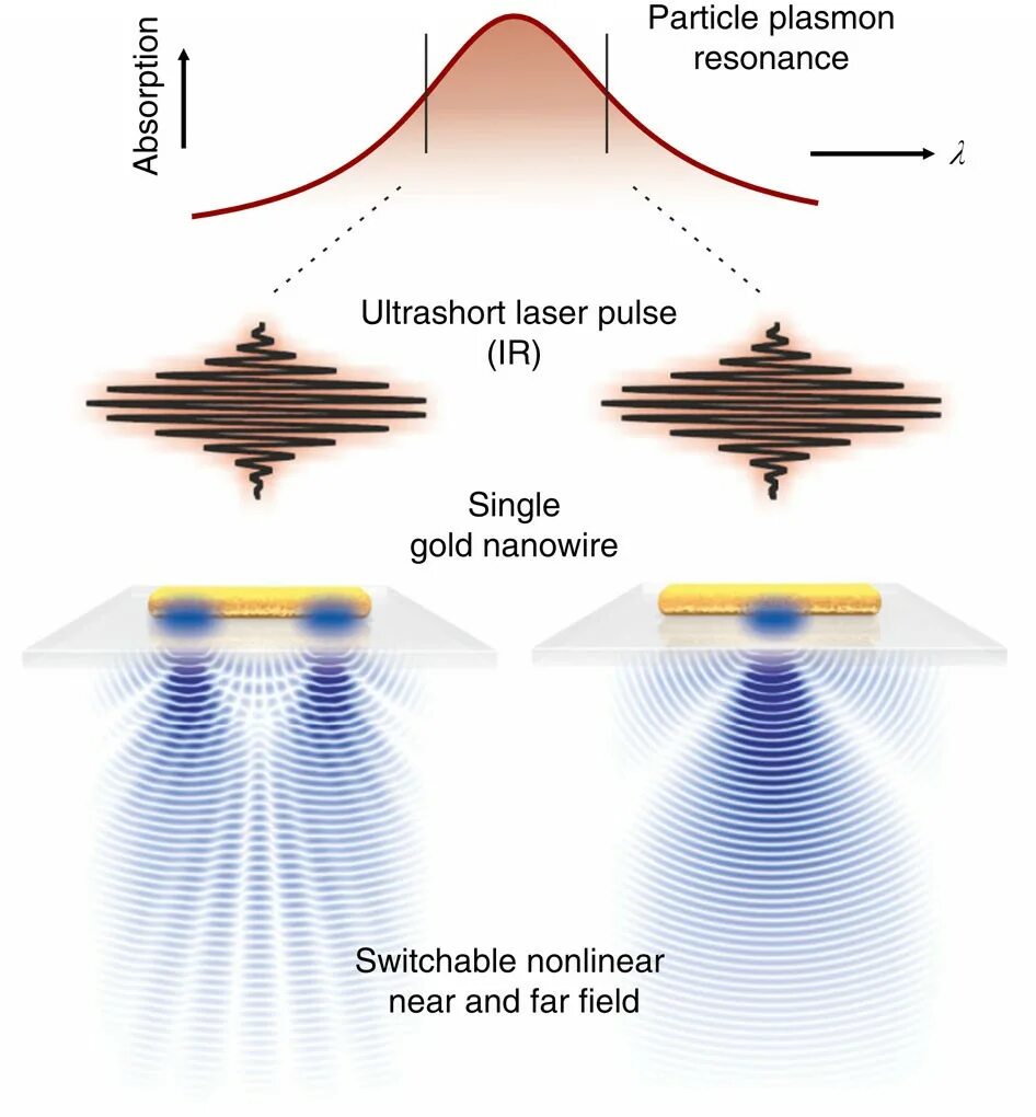 Near and far field. Far field diagram. Plasmonic Resonance near-field. Non-linearity Optic. Far field