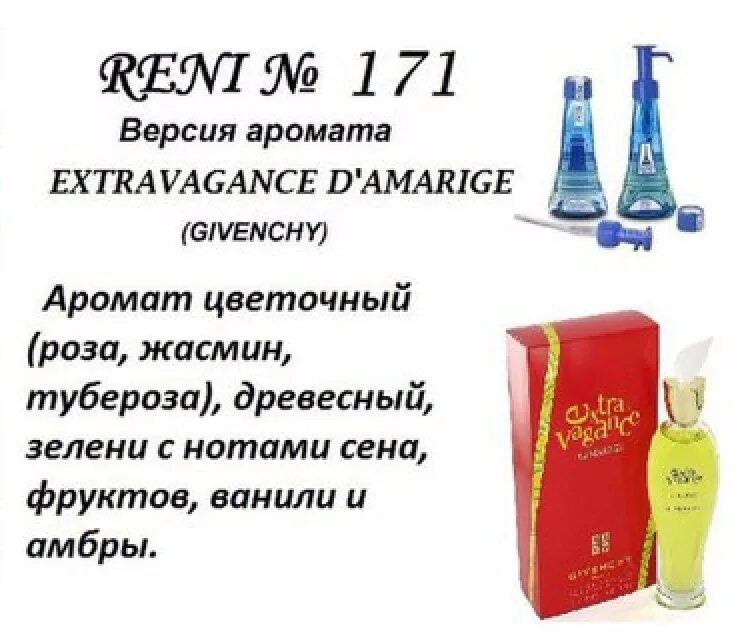 Reni наливная парфюмерия Givenchy. Reni 102 аромат направления Amarige (Givenchy). Женские духи Reni 171. Духи Givenchy Reni.