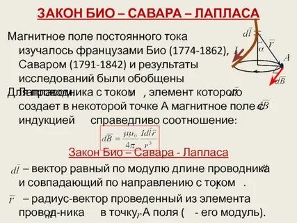 Закон био савара лапласа напряженность магнитного поля