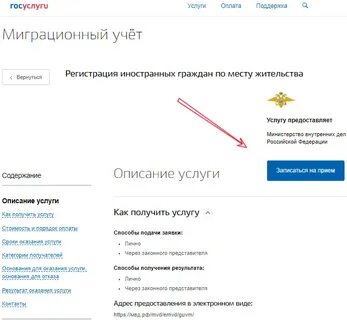 Госуслуги внж запись