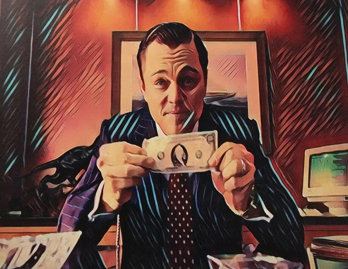 Продавать арты. Волк с уолл стрит арты. ди каприо волк с уолл стрит деньги. картина волк с уолл стрит арт. деньги арт.