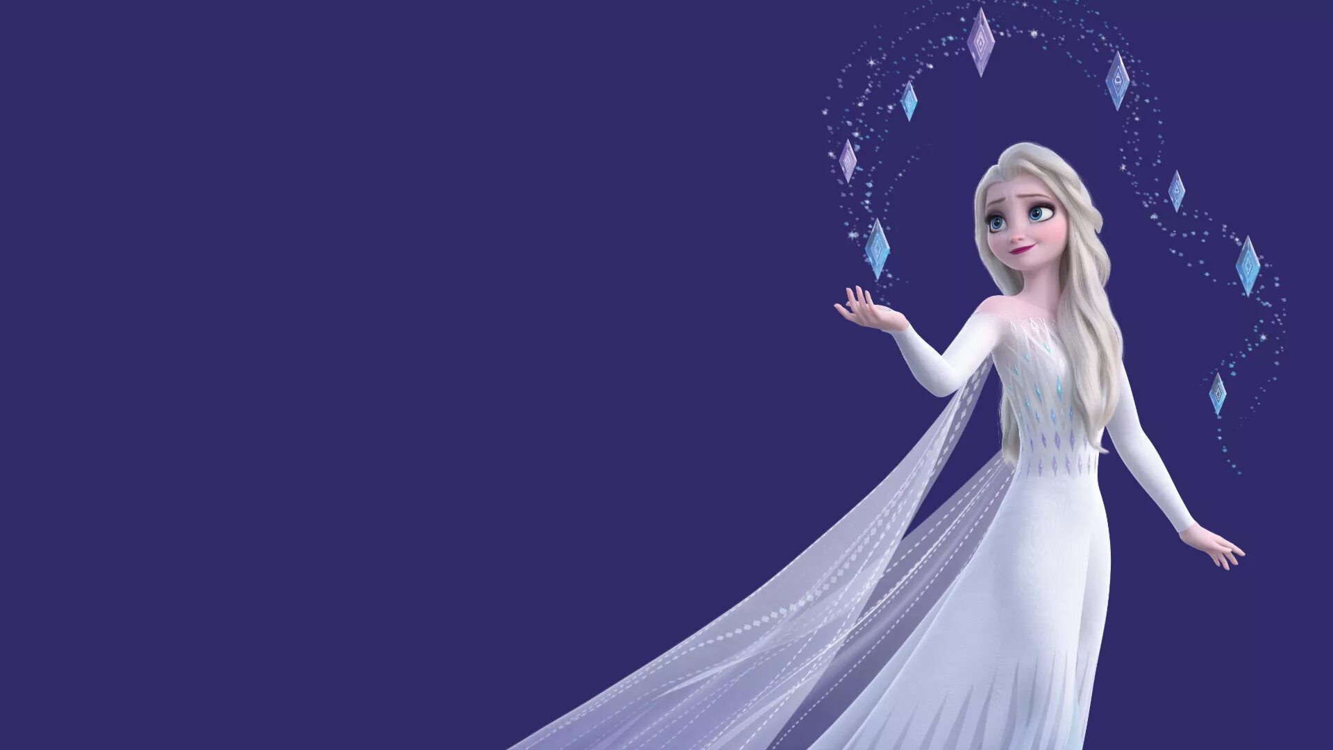 Elsa Frozen 2 в белом платье.