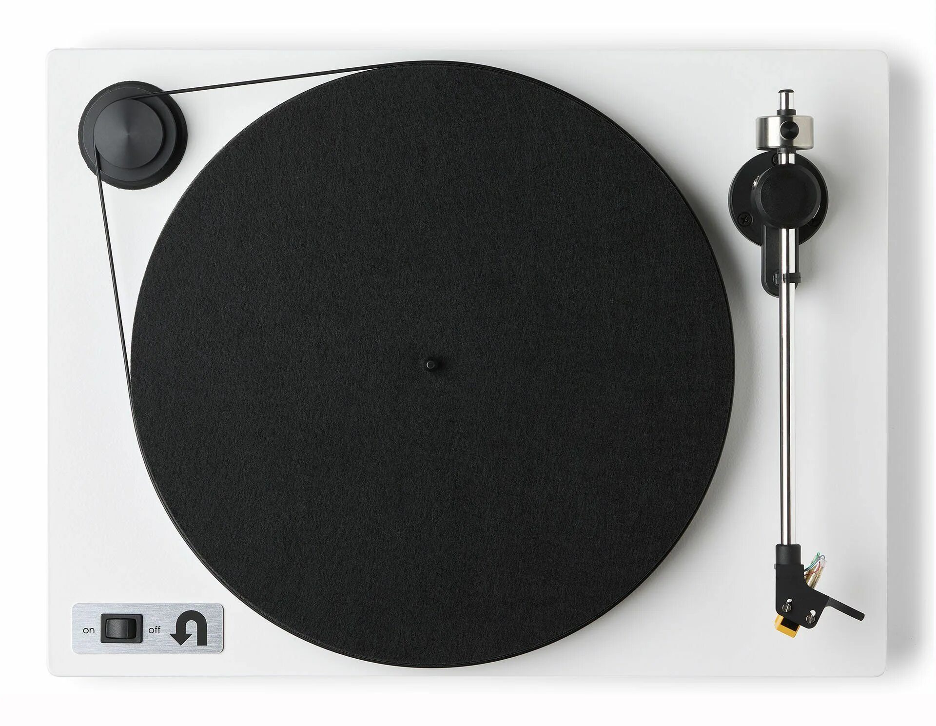 Turn audio. Turntable top view.