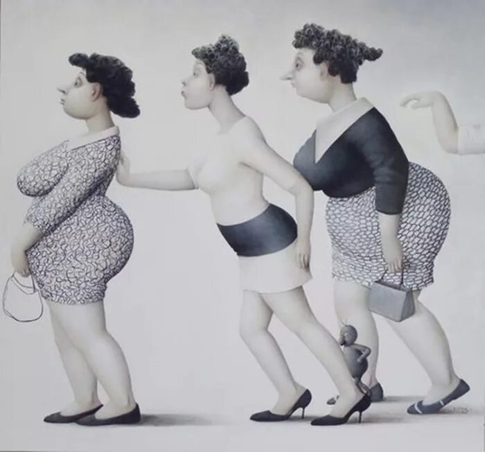 Читать про толстых. Картины французской художницы Жанны Лориоз.
