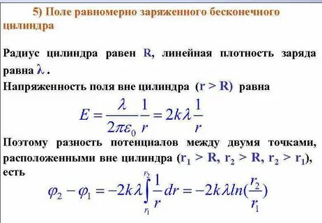 Поле объемно заряженного цилиндра