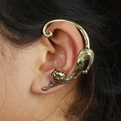Womens Silver Gold Leaf Angel Feather Wing Earrings Ear Stud Cuff Clip Gift LC e