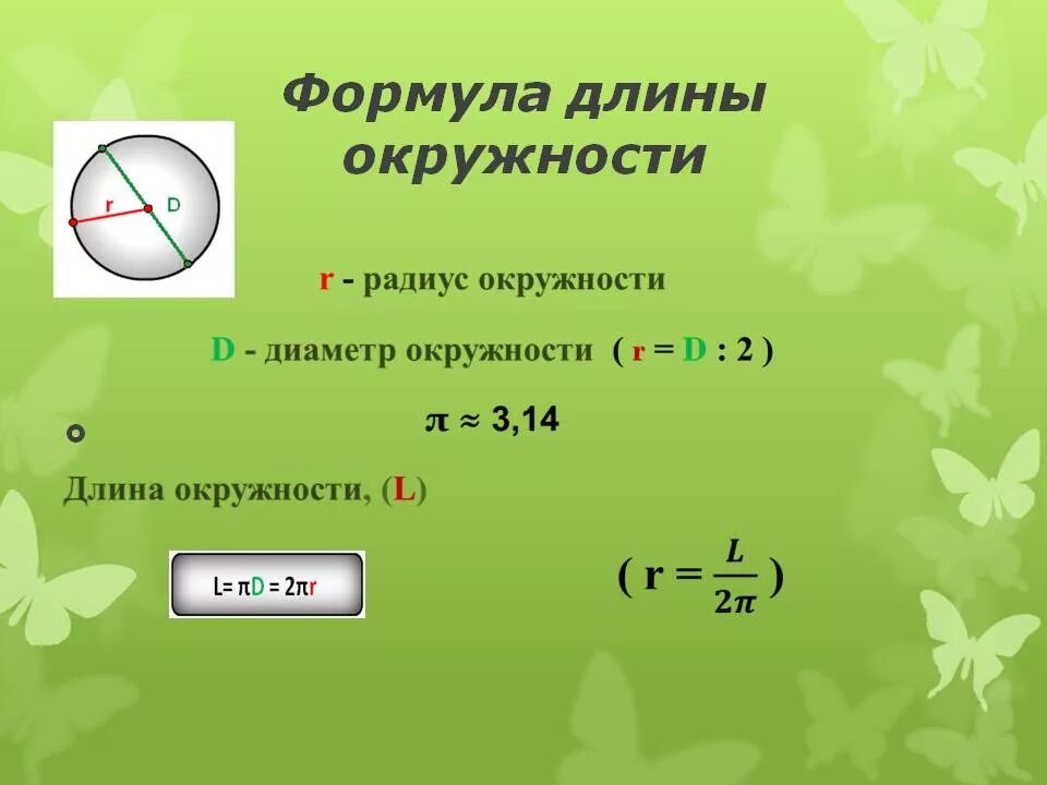 Формула нахождения радиуса длины окружности. Формула нахождения диаметра. Формула нахождения длины окружности по радиусу. Формула нахождения длины круга.