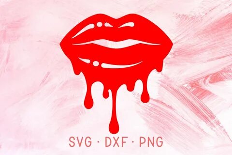 Dripping Lips SVG DXF PNG Cutting Files For Cricut Red Gloss