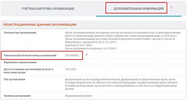 Уникальный номер организации. Уникальный учетный номер организации. Уникальный номер организации в ЕИС. Учетный номер организации