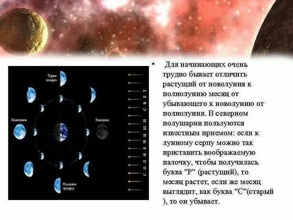 Как определить растущий месяц