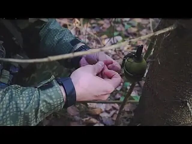 Растяжка в лесу с гранатой