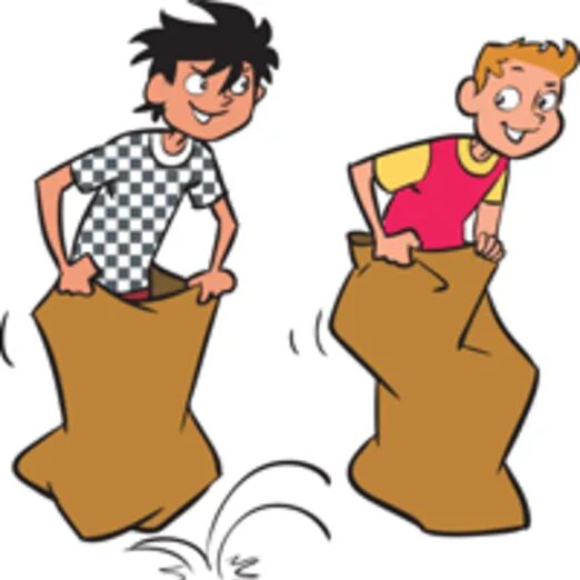 To be in the sack. Sack race. have a sack race. potato sack race. kanaf sack.