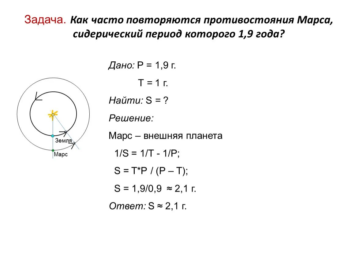 Звездный период обращения вокруг солнца юпитер. Задачи по астрономии синодический период. Синодический и сидерический периоды обращения планет. Задачи на синодический и сидерический периоды. Задачи по астрономии на синодический и сидерический периоды.