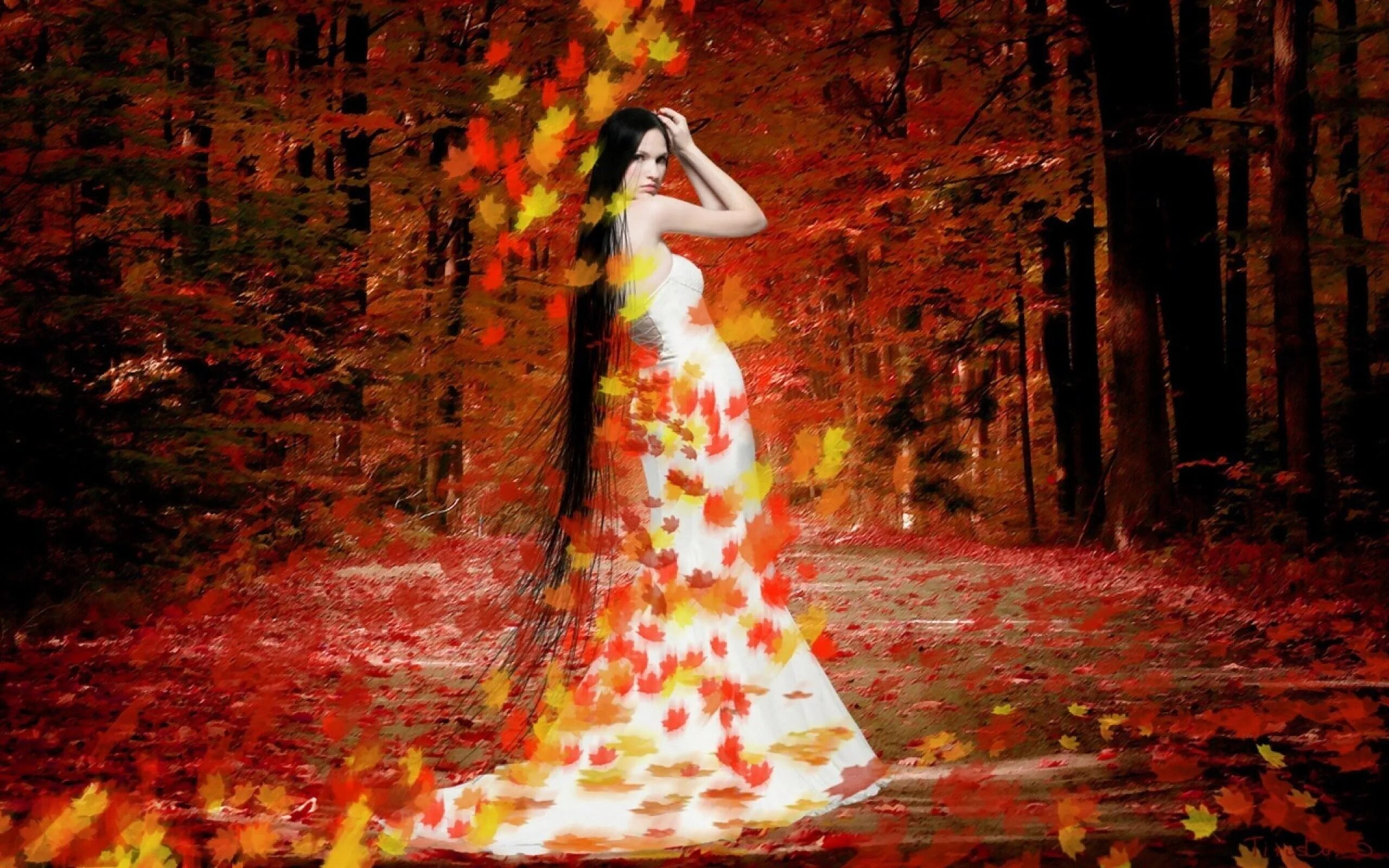 Волшебница осень. Осенний танец. Картина девушка в осеннем лесу. Королева осень арт. Олицетворение осени