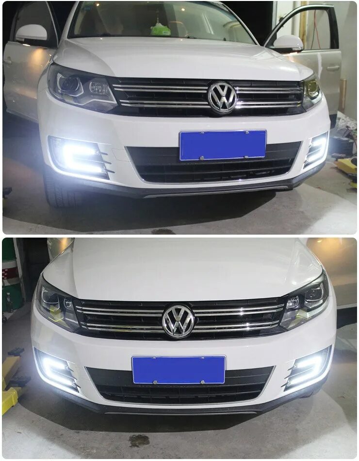 Дхо тигуан. ДХО для VW Tiguan 2012. ДХО VW Tiguan 1. ПТФ Тигуан 1. Светодиодные ПТФ на VW Tiguan 2013.