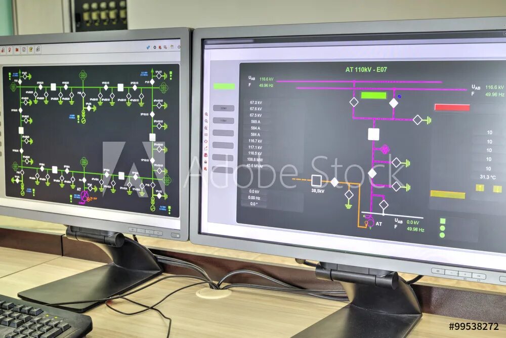 Scada контроллеры. Мониторы для мониторинга электричества. мониторы в диспетчерской. компьютер scada. системы диспетчерского управления и сбора данных (scada).