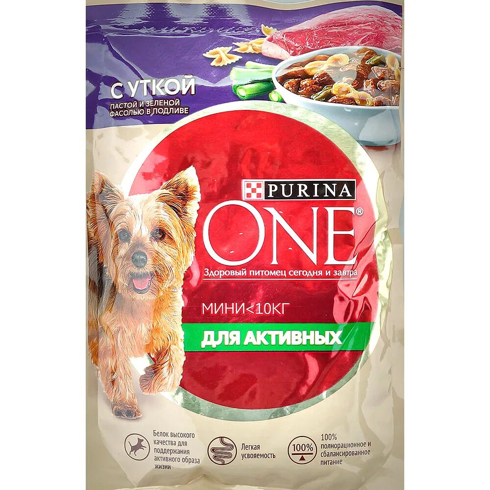 Purina one для собак сухой корм. Purina one Mini для собак 85 г. Purina one Mini корм для активных собак утка паста фасоль 85г. Пурина оне мини для собак УТК паст 85г. Пурина для щенков желе.