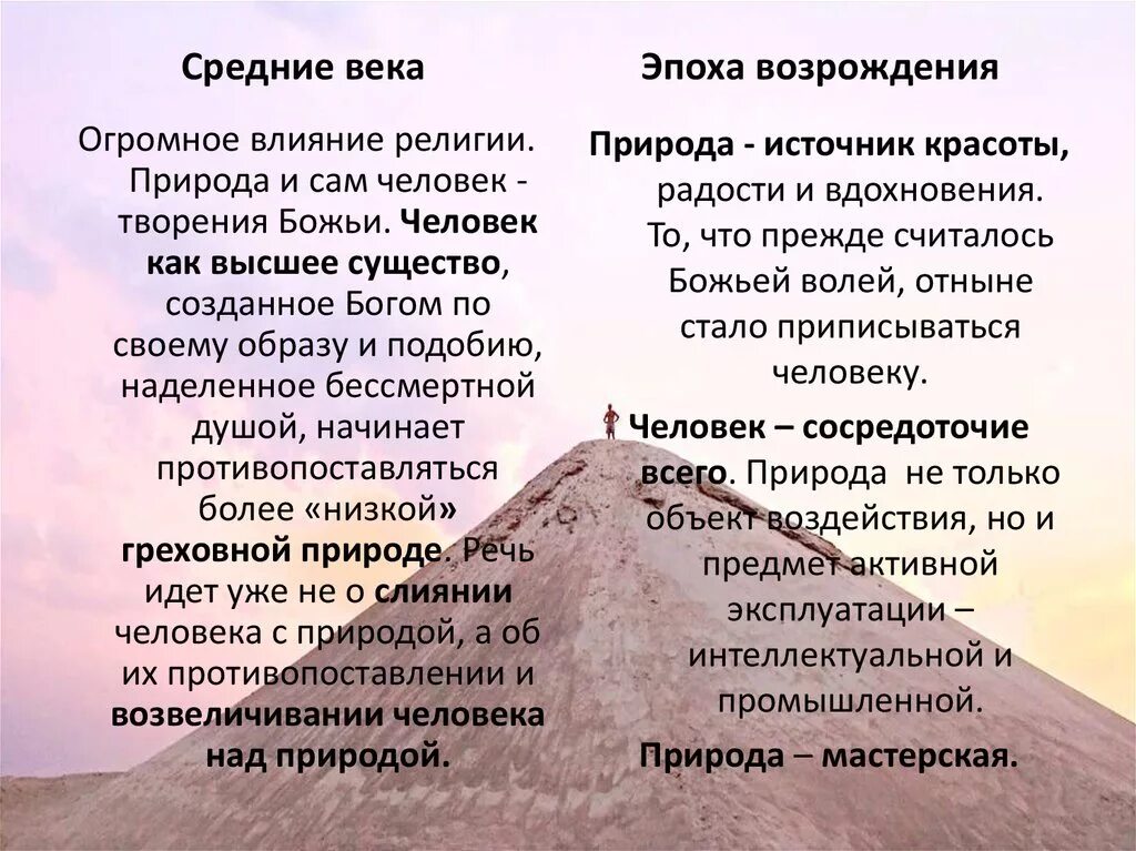 Эпоха возрождения влияние. Отношение к природе в эпоху Возрождения. Отношение к человеку в средние века. Отношение человека к природе в средние века. Философия природы в средние века.