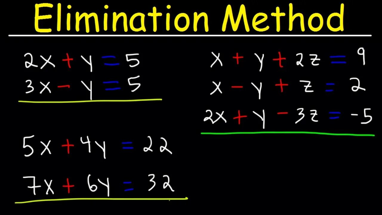 Elimination method. Elimination method math. gaussian elimination method. gauss elimination method.