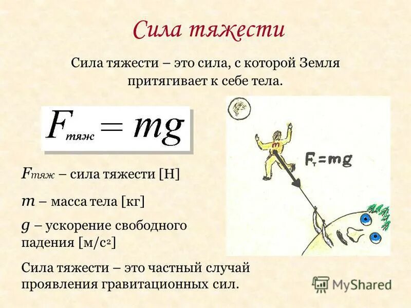 Физика 7 класс сила сила тяжести формулы. Сила тяжести 7 класс физика. Сила тяжести формула физика 7 класс. Сила тяжести физика 5 класс.