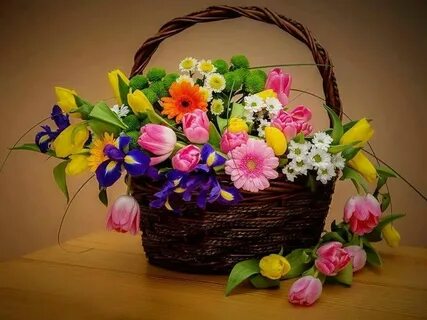 Корзинка с цветами с днем рождения