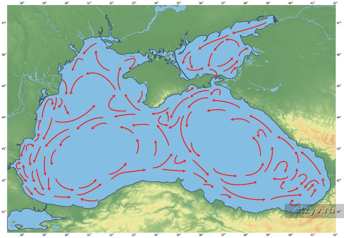 Карта черных вод. Морские течения Азовского моря. Течение в черном море направление. Карта течений черного моря.