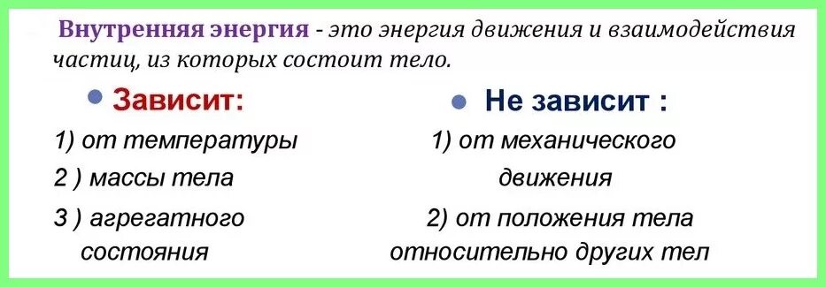 Что понимают под энергией тела. Внутренняя энергия зависит от. от чего зависит внутренняя энергия. внутренняя энергия тела зависит от. от чего зависит внутренняя энергия тела.