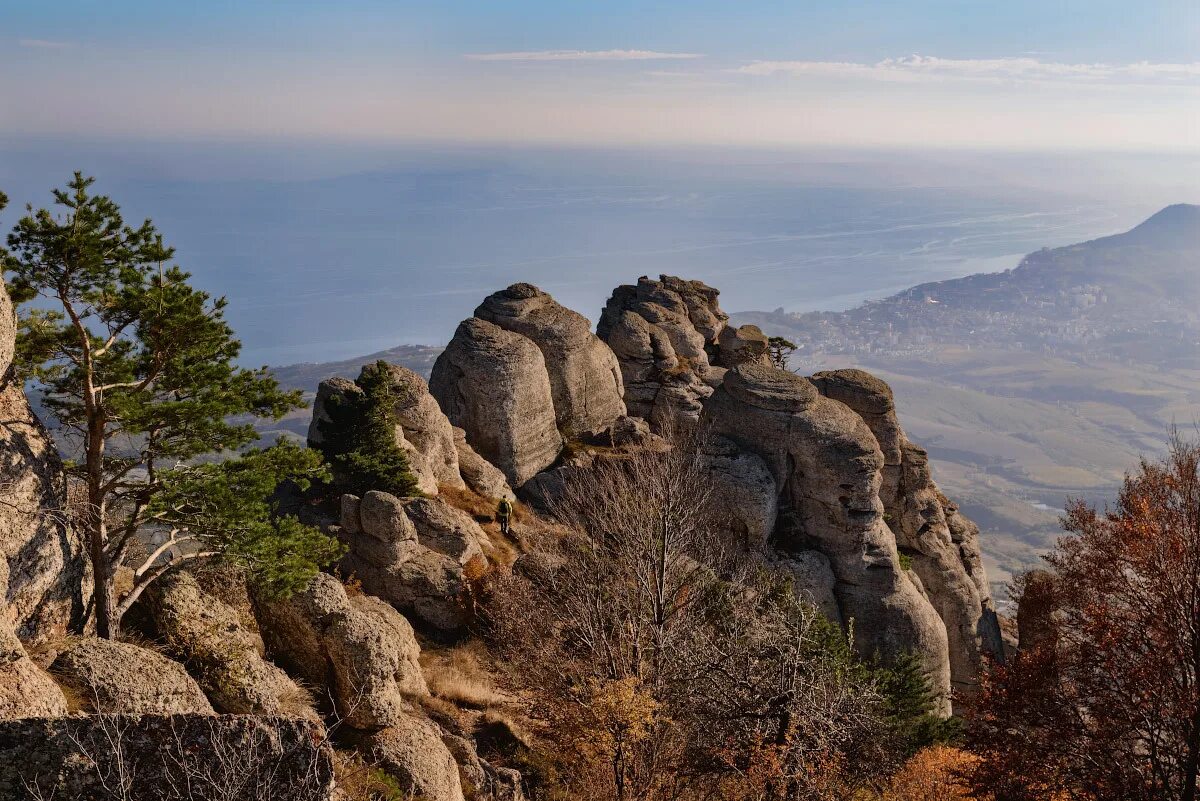 Серый день горы крым. Демерджи Алушта гора. Горный массив Демерджи Алушта. Гора Южная Демерджи Крым. Долина привидений Алушта.