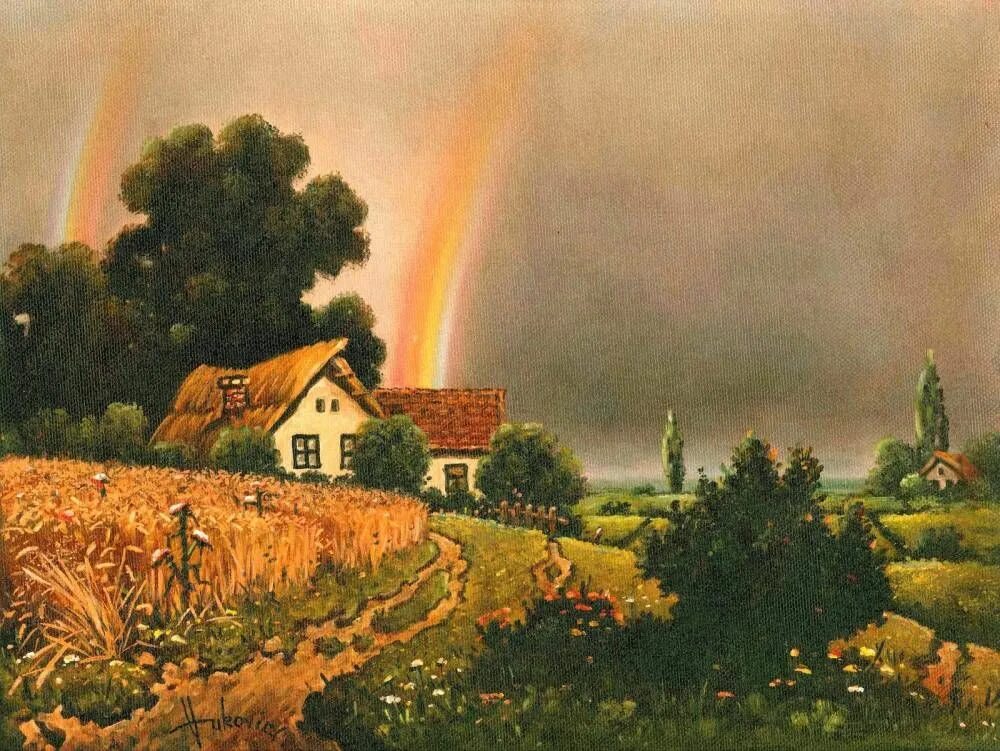 Радуга художник. Художник Вукович Душан. Dusan Vukovic художник картины. "Пейзаж с радугой" Роберт Данкансон. Dusan Vukovic художник картины Радуга.