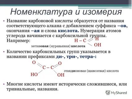 Виды изомерии кислот