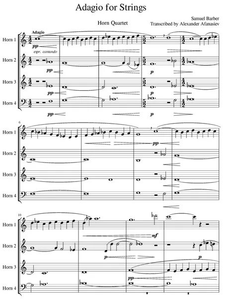 Samuel barber adagio for strings. Сэмюэл барбер: адажио. сэмюэл барбер адажио ноты. барбер adagio for strings ноты для фортепиано. samuel barber adagio for strings ноты для фортепиано.
