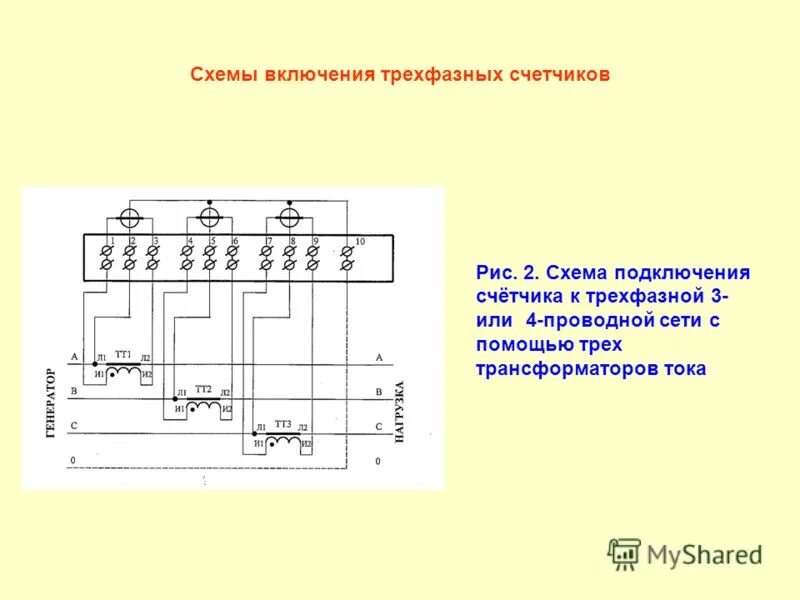 Схема подключения трансформатора к счетчику. Схема подключения трансформаторов тока к трехфазному счетчику. трансформатор тока 3 фазный схема.