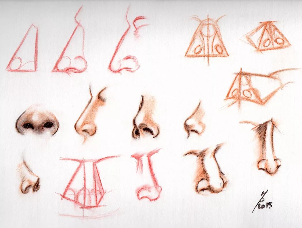 Нос спереди туториал. Нос ракурсы. Стилизованный нос. Рисование носа.