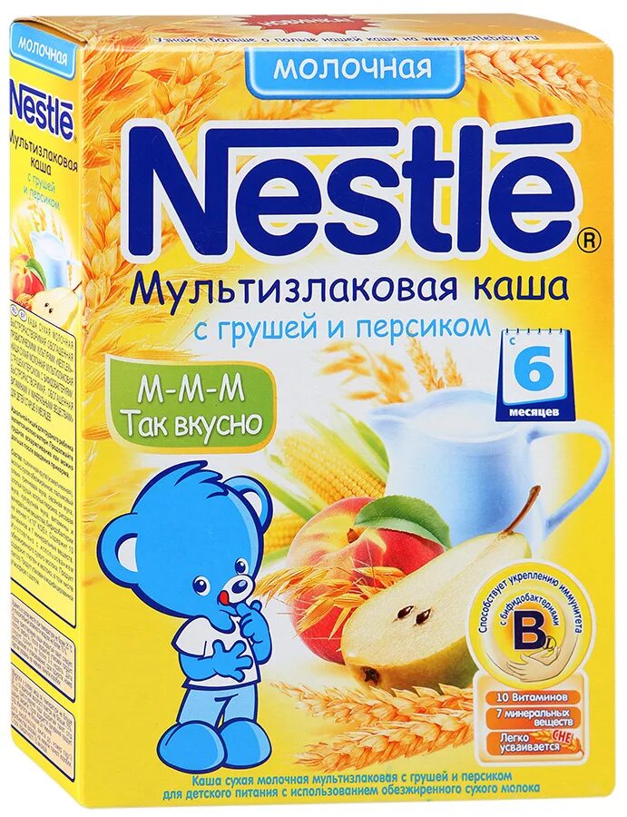 Молочные каши с 6 месяцев. Nestle мультизлаковая каша с 6 месяцев. Каша «Нестле», 220 г мультизлаковая с грушей и персиком. Каша Нестле молочная мультизлаковая. Каша Нестле молочная мультизлаковая с грушей и персиком.