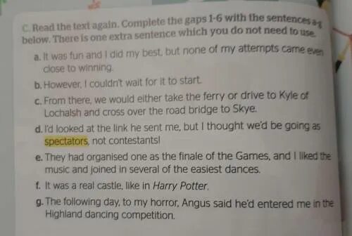 Match the sentences one is Extra 4 класс. Read the text again and complete the gaps. Read the text again and complete the gaps a-f with the Parts of sentences 1-7 there is one Extra which make you feel. Read the text again complete the gaps with the names.