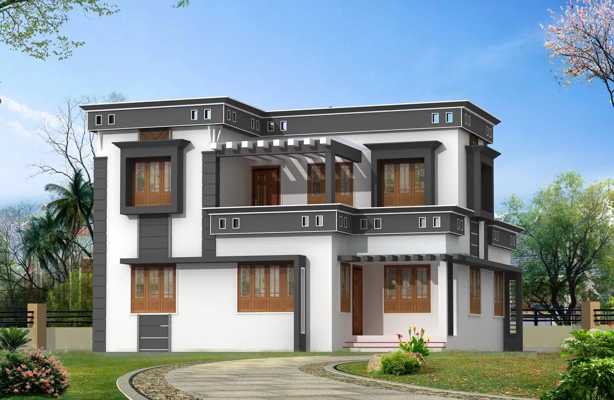 Modern house 2. План современного дома Модерн. Индийский коттедж. Square House Design. Modern House India.